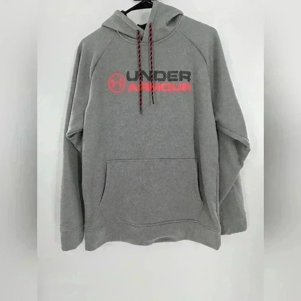 Under Armour Sweater Small Adult Gray Pullover Hoodie Storm Loose Logo Mens S
